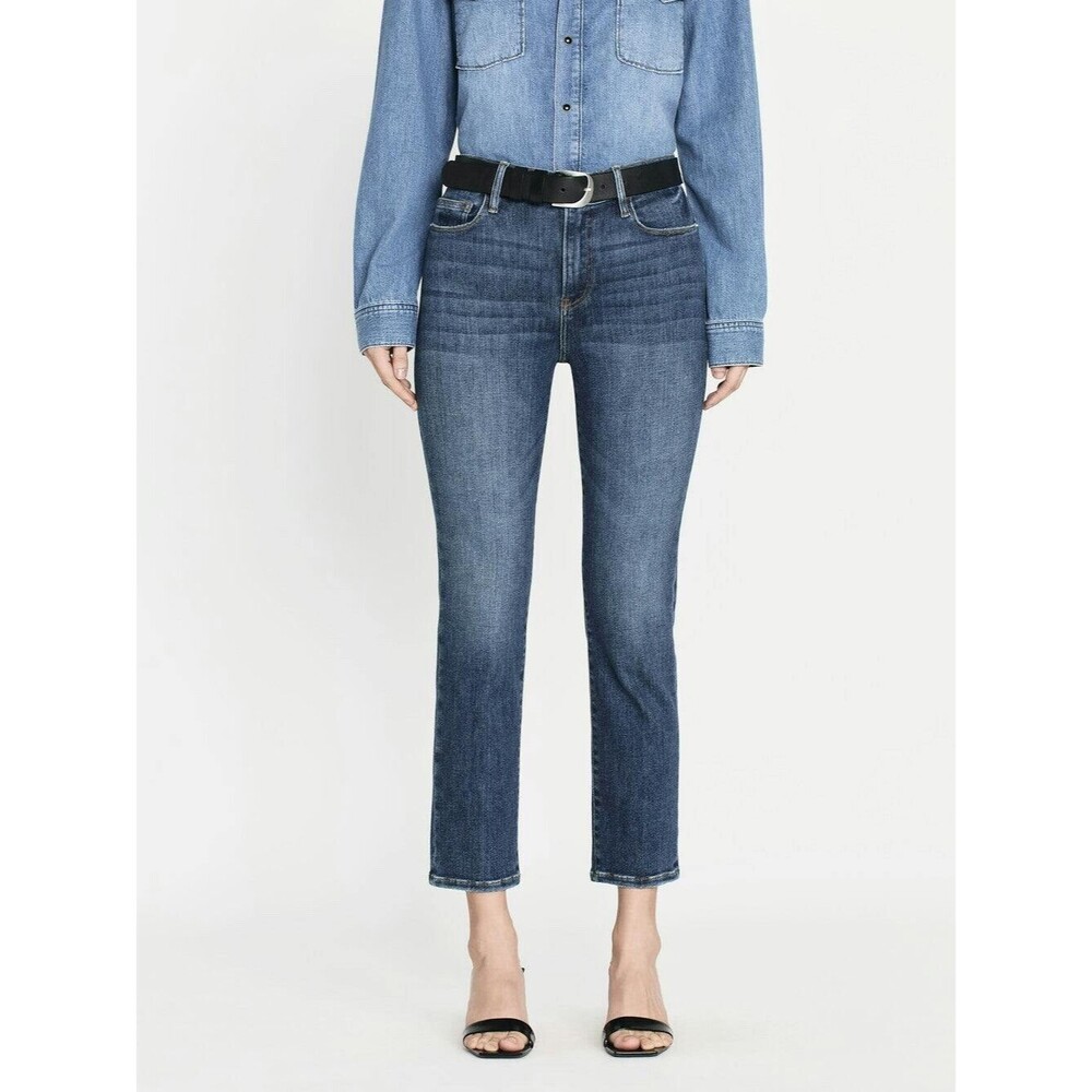 FRAME Le High Straight In Bestia Cropped Jeans High Rise Stretch